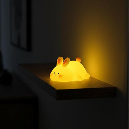 Cute Rabbit Bunny Night Light Lamp – Yellow LED Decorative Lamp for Kids, Teens & Adults | Gifts for Birthday, Valentine’s Day & Christmas | Battery Included
