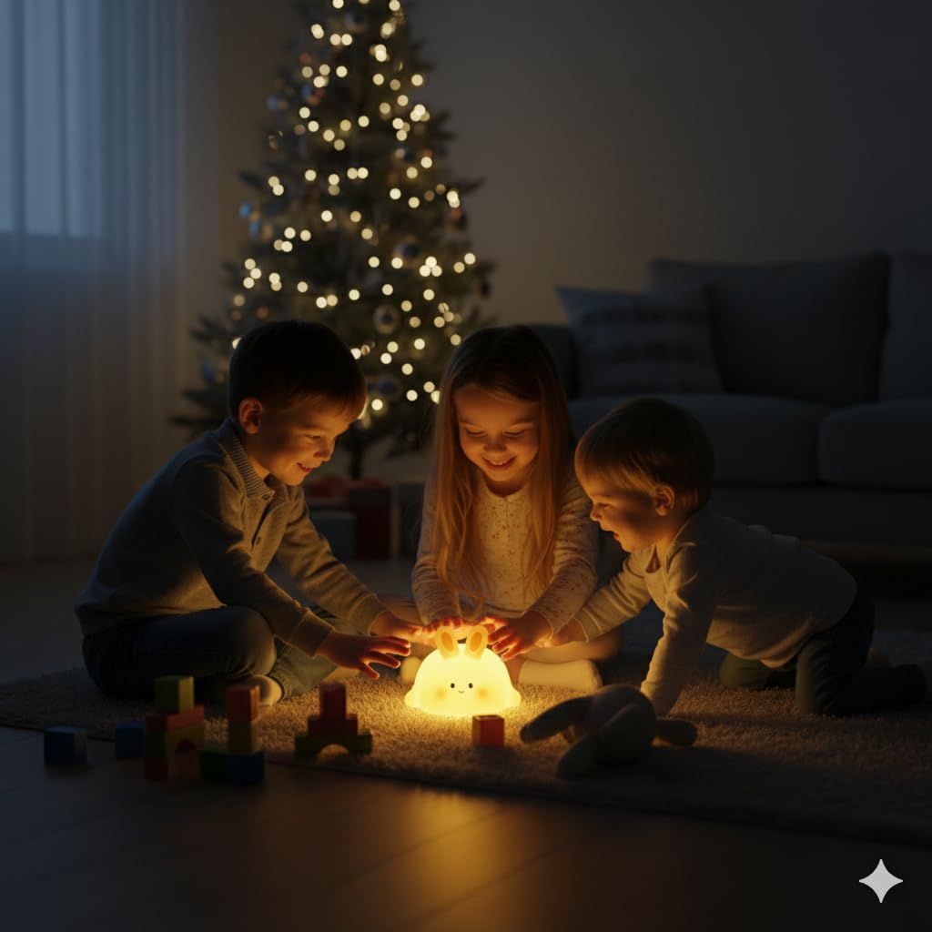 Cute Rabbit Bunny Night Light Lamp – Yellow LED Decorative Lamp for Kids, Teens & Adults | Gifts for Birthday, Valentine’s Day & Christmas | Battery Included